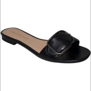 Black Buckle Slide Sandals